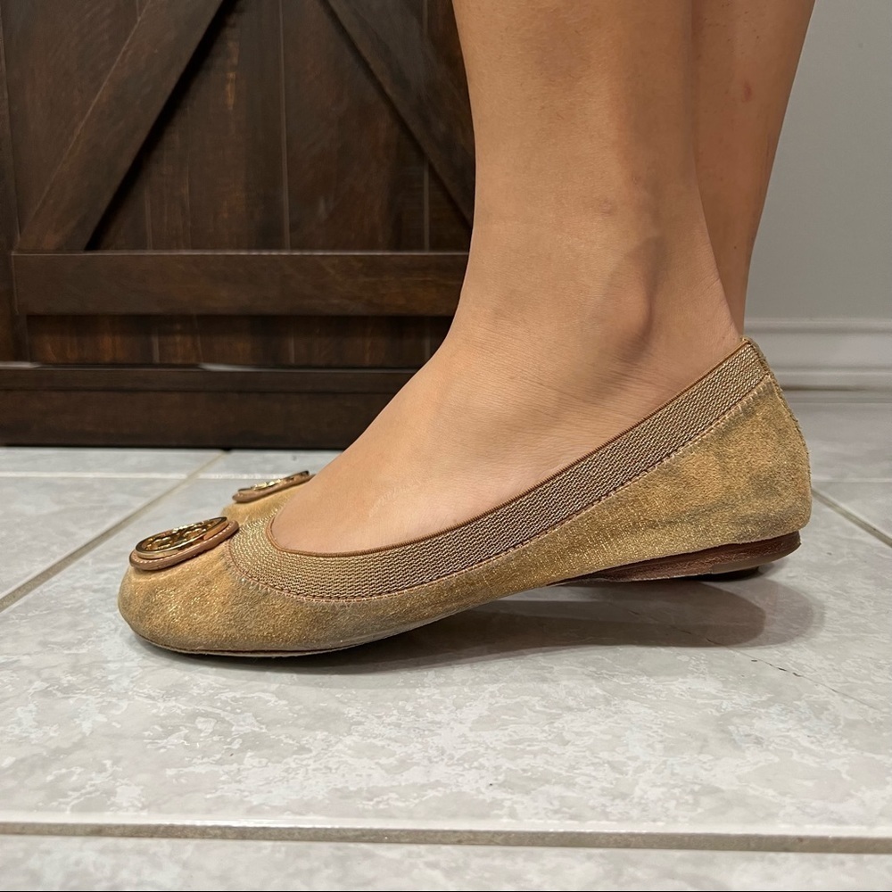 Tory Burch Brown Caroline Flats - Picture 1 of 8